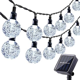 Moxled Solar Garden Lights Outdoor, 36ft 60 LED Solar String Lights Waterproof, Solar Powered Crystal Ball Indoor/Outdoor Fairy Lights Decorative for Garden, Patio, Yard, Parties (White)