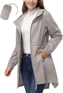 33,000ft Waterproof Rain Poncho Lightweight Breathable Windproof Hooded Thin Foldable Long Waterproof Coats Women
