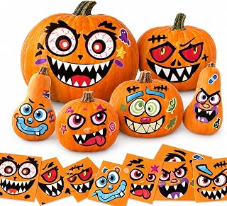 Halloween Pumpkin Face Stickers, 24 Sheets Make-a-Face Decor Kit for Fall