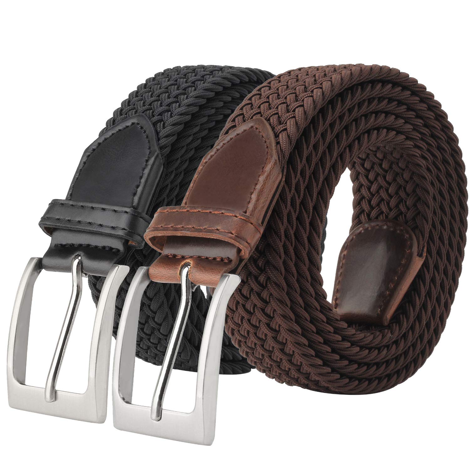 Fairwin Men's Elastic Belt Stretch Braided Belt 3.3 cm