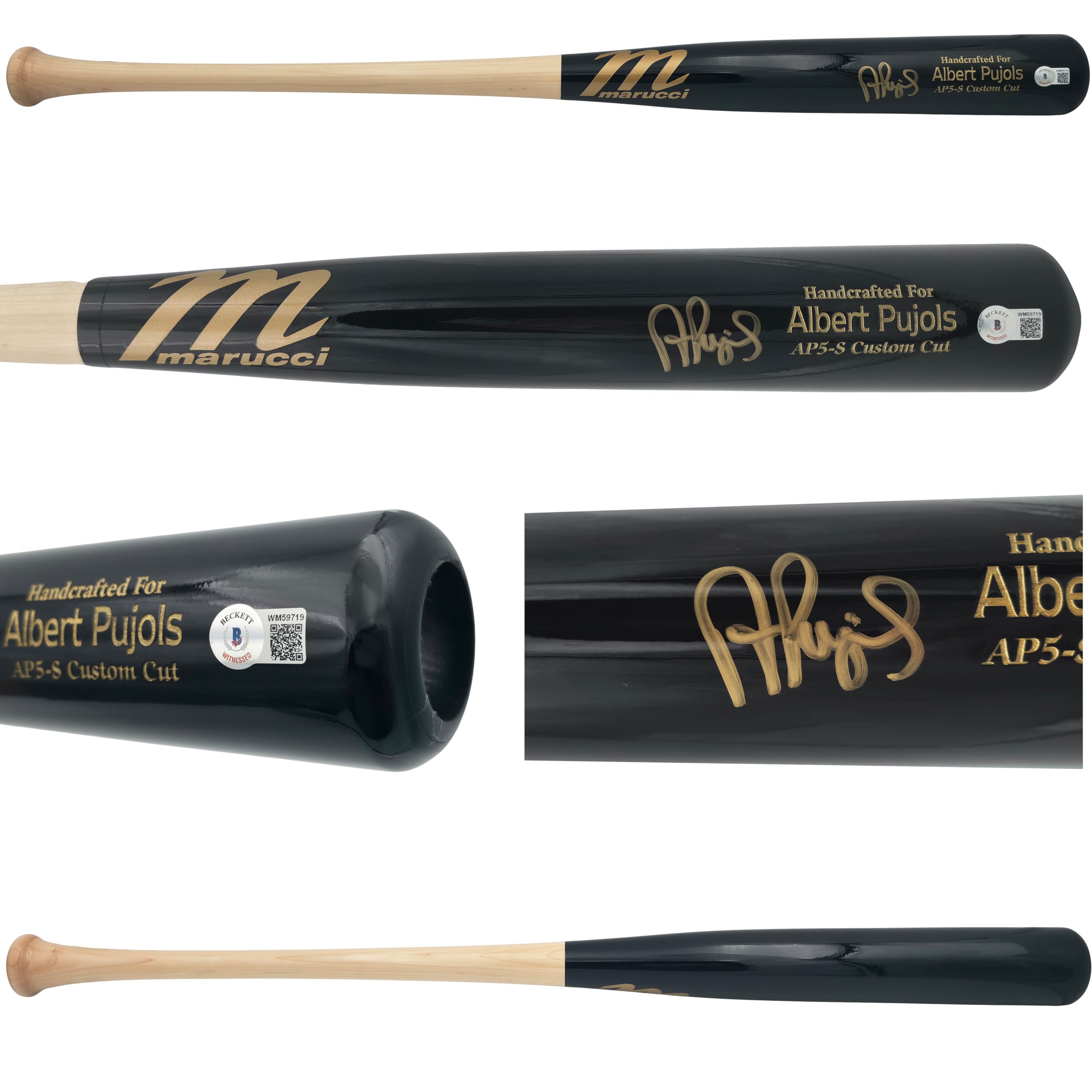 Albert Pujols Autographed Black Player Model Baseball Bat S.t. L.o.u.i.s C.a.r.d
