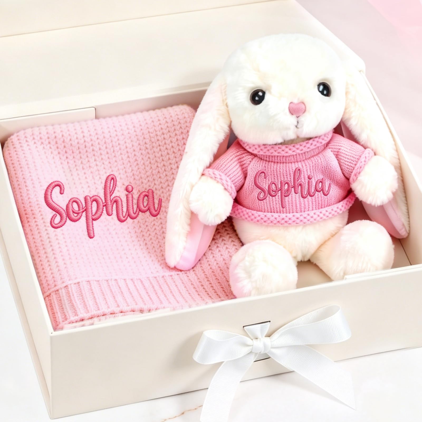 Personalized Baby Blanket & Custom Bunny Plush Set, 2-in-1 for Girl & Boy | Embr