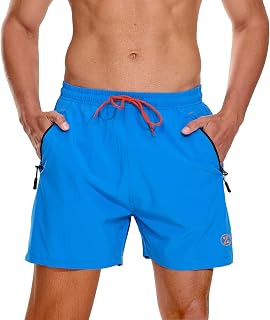 ZOXOZ Men's Swim Trunks with Zip Pocket, Quick Drying, Surf Swimwear with Mesh Lining for Summer and Swimming