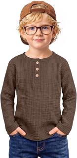 Toddler Boys Henley Shirts Cotton Gauze Tops