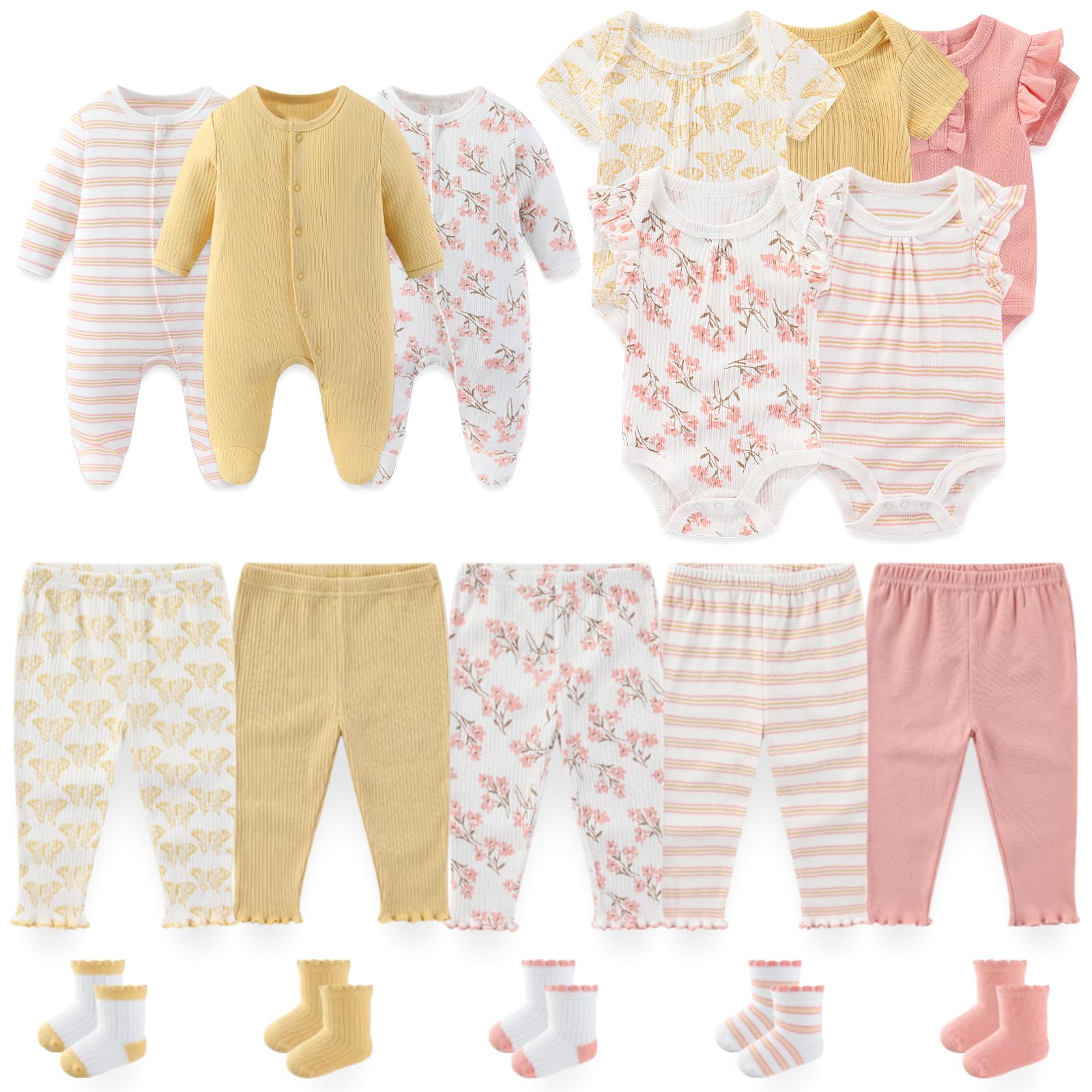BIGBIGKISS Baby Boy Girl Clothes 18 Piece Layette Gift Set and Accessories