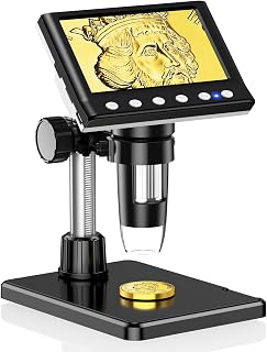 Leipan 4.3" Coin Microscope Coin Magnifier, 1980P HD Digital Microscope | Error Coin Magnifier with 8 LED Lights for Collectors, Compatible with Windows/Mac