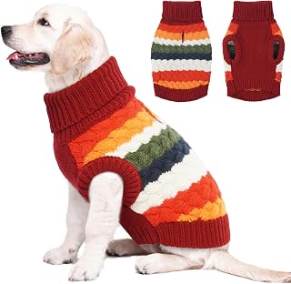 Kuoser Dog Sweater, Warm Dog Sweaters for Extra Large Dogs Girl Boy,Red 3XL