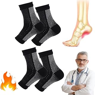 Night Compression Socks, Orthopaedic Compression Socks, Compression Socks for Heel Spurs and Plantar Fasciitis (Black-2Pair, L-XL)