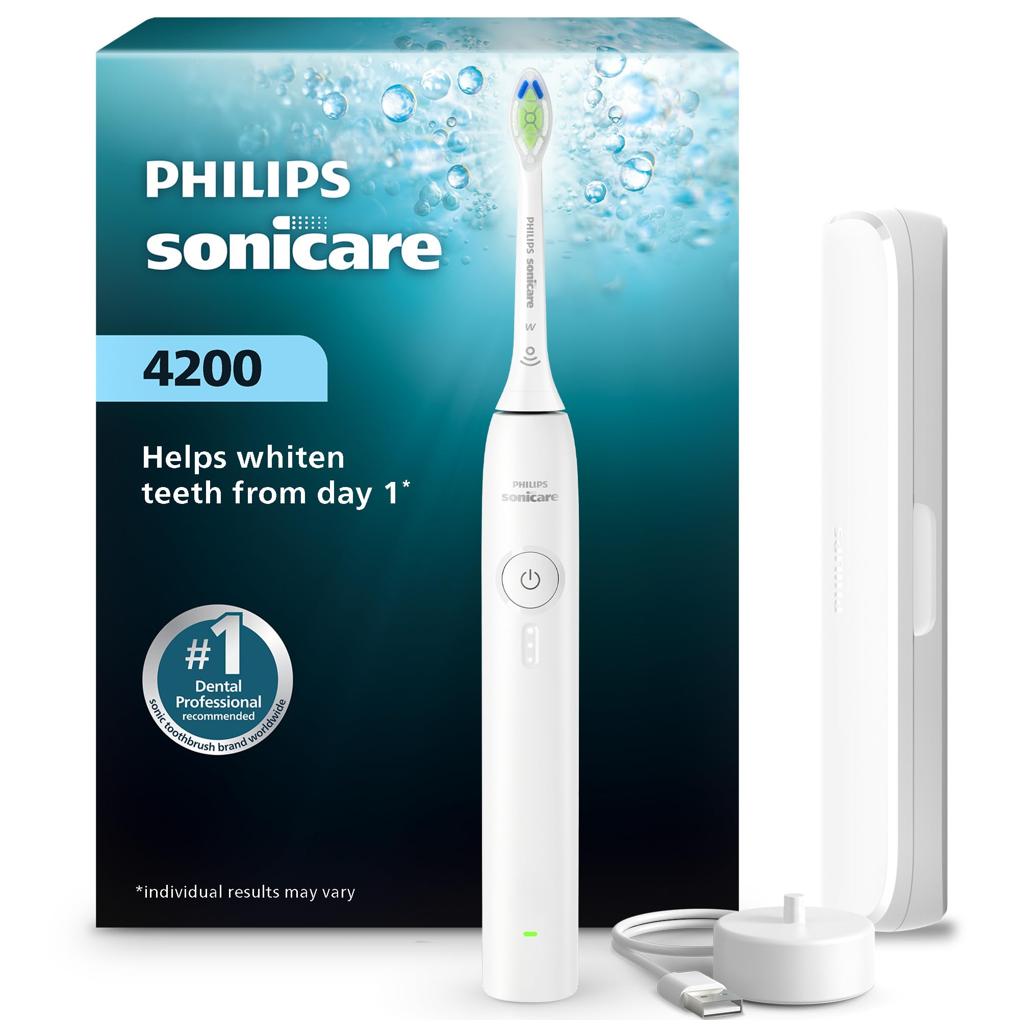 Philips Sonicare 4200 Rechargeable Electric Toothbrush, 1 Brush Head, White | Bu