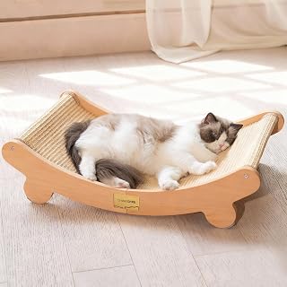 CHEERHOME PETS Sisal Cat Scratcher Bed for Indoor Cats Hammock for Scratching Pad Nartural Sisal Cat Scratch Post for Large Cat Scratcher Lounge, Wooden Cat Furniture(Medium)