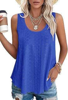 VUTRU Canotte da donna senza maniche con occhielli allentati casual estivi fluidi collo quadrato vestiti per vacanze in spiaggia 2025