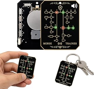 Morse Code Trainer Card Kit, LED & Audio Telegraph Practice Tool Machine, Suitable for Amateur Radio Enthusiasts and Beginners, Supports Record Functions