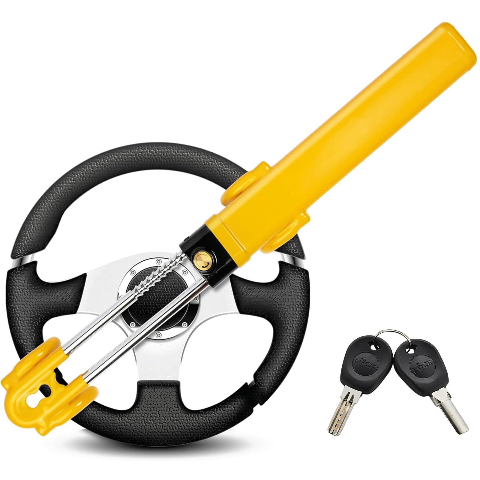 ZHSDUEWN Steering Wheel Lock Twin Bar, Car Steering Wheel Locks, Universal Steer