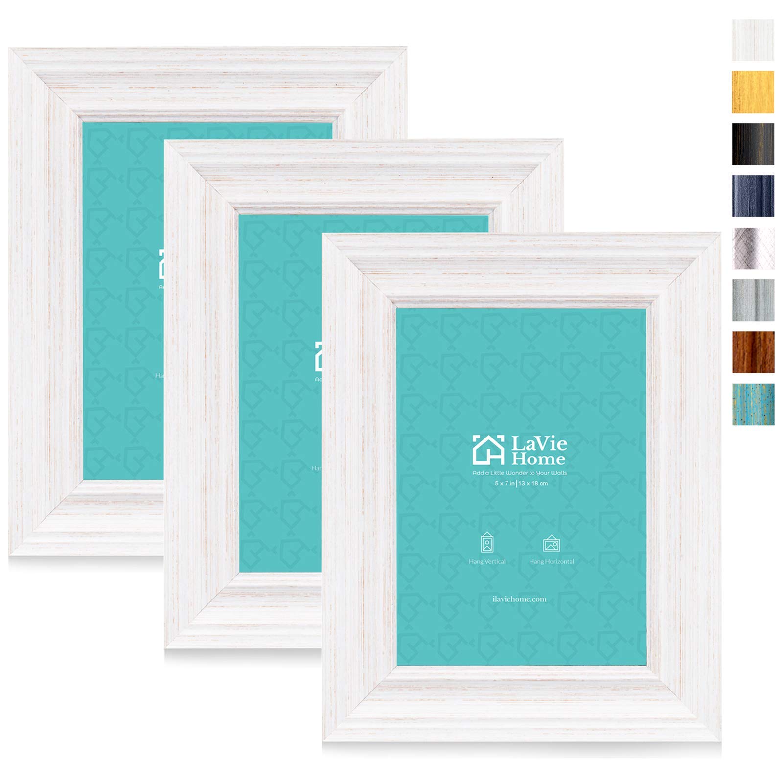 LaVie Home - Set di 3 cornici portafoto rustiche con Vetro ad Alta Definizione p