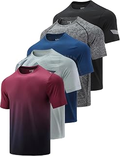 Liberty Imports 5 Pack Men's Active Quick Dry Crew Neck T Shirts | Athletic Gym Workout Short Sleeve Tee, Performance Tops Bulk, Lightweight, Moisture Wicking, Regular Fit, for Running Hiking