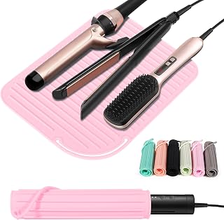 Heat Resistant Mat Large Silicone Hot Hair Tools Holder for Curling Irons Flat Iron Hair Straightener Mat Portable Vanity Pad Accessories/Organizer