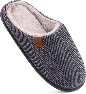 COFACE Mens Cozy Memory Foam Scuff Slippers Warm Slip On House Shoes