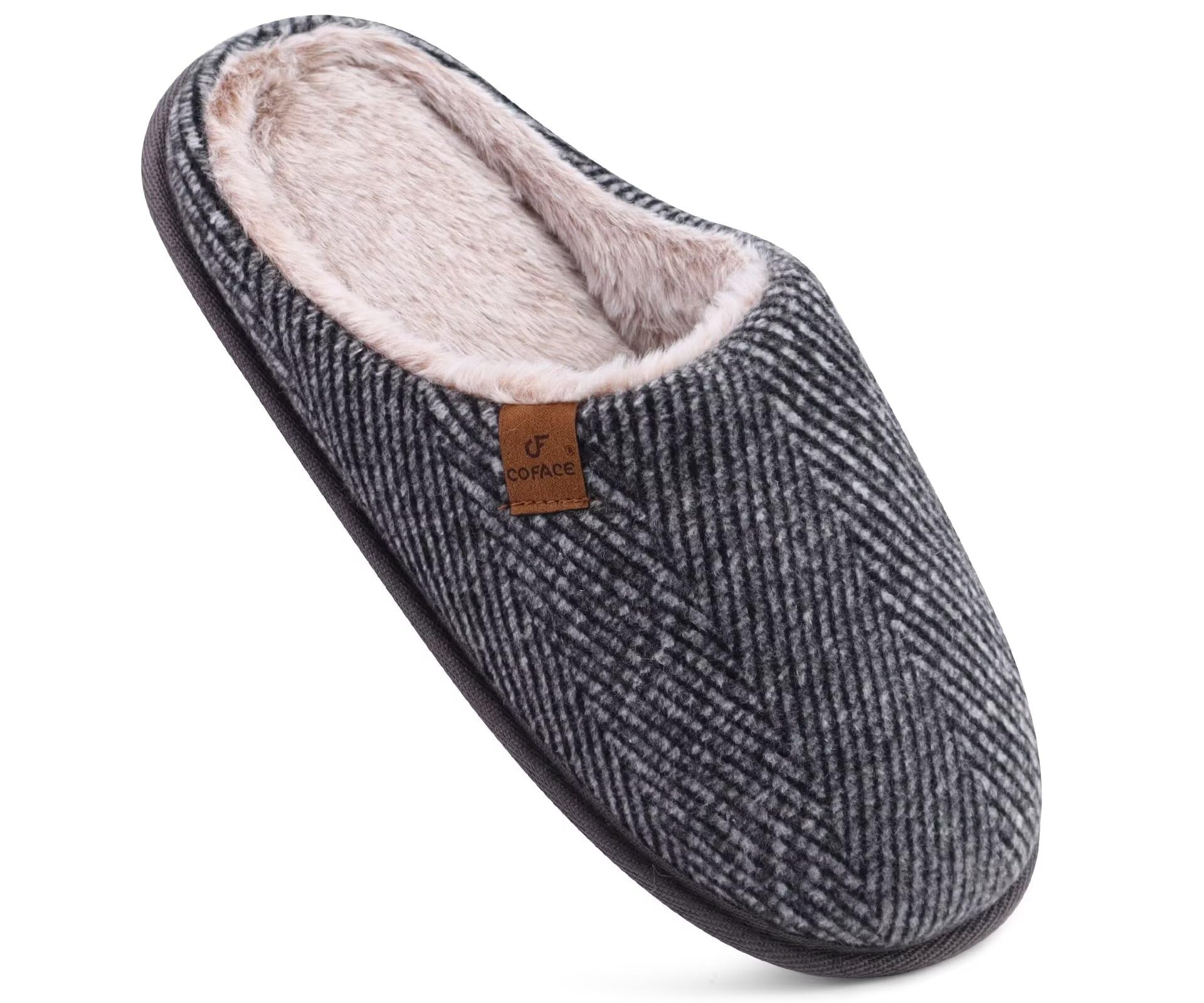 COFACE Mens Cozy Memory Foam Scuff Slippers Warm Slip On House Shoes