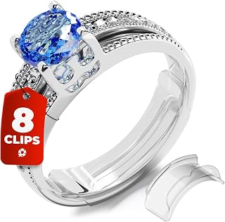 Ring Sizers for Loose Rings – Clip Ring Adjusters in 8 Sizes, Fits Flat Bands Up to 8 mm, Invisible Ring Guards for Women & Men