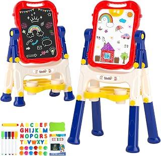 Weudear Art Easel for Kids for Ages 3-6 Christmas & Birthday Gifts | CPC Certified,360° Rotation Magnetic Chalkboard & Whiteboard for Toddler 3-6 Year Old,Painting Writing Learning for Playroom