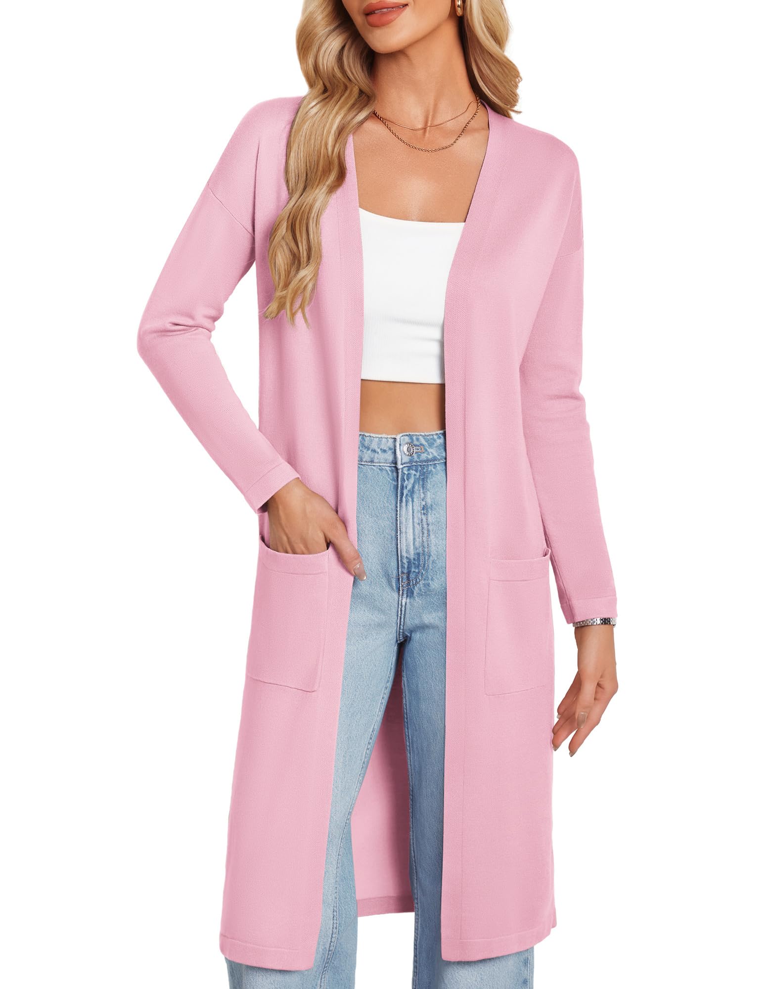 GRACE KARIN Womens Long Cardigan Sweaters Lightweight Open Front Maxi Cardigans 