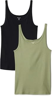 Amazon Essentials Women's Modal Vest, Basic Tank Top with Thin Straps, Pack of 2