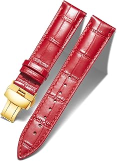 BINLUN Leather Watch Strap Replacement Leather Strap for Men/Women with Butterfly Deployment Buckle Silver/Gold/Rose Gold 12mm-24mm 10 Colors