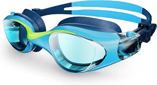 HIGAHY Kids Swimming Goggles for Boys & Girls Aged 6-14, Anti-Fog | Junior Swimming Goggles | UV Protection | 180° Wide View | Leak-Resistant Silicone Seal | One-Touch Adjustment | With Case