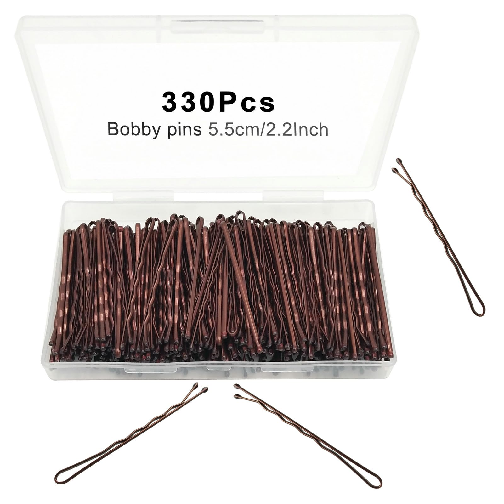Bobby Pins Brown, 330 Count 2.2 Inch Hair Pins With Cute Box, Premium Bobby Pin 