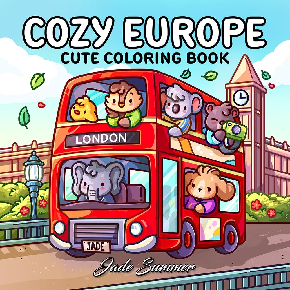 Cozy Europe: Cute Coloring Book for Adults and Teens with Charming Characters an