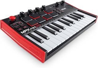 Akai Professional MPK Mini Play MK3 25-Key USB MIDI Keyboard Controller | Velocity-Sensitive Mini Keys, 8 MPC Pads, 8 Knobs, Built-In Sounds, Speaker, Software Suite Included, for Beat Makers