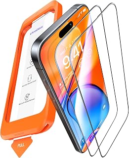UltraGlass iPhone 15 Pro Max Tempered Glass Screen Protector 9H+ [2 Pack] [Shatterproof] Military Grade and More Durable Full Tempered Glass Screen Protector for iPhone 15 Pro Max