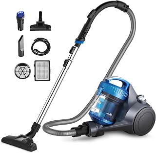 Eureka Bagless Canister Vacuum for Carpets and Hard Floors, Powerful Lightweight Vacuum Cleaner with Large 2.5L Dust Cup Extension Tube 2-in-1 Crevice Tool Floor Nozzle, Blue, Eureka WhirlWind NEN110C