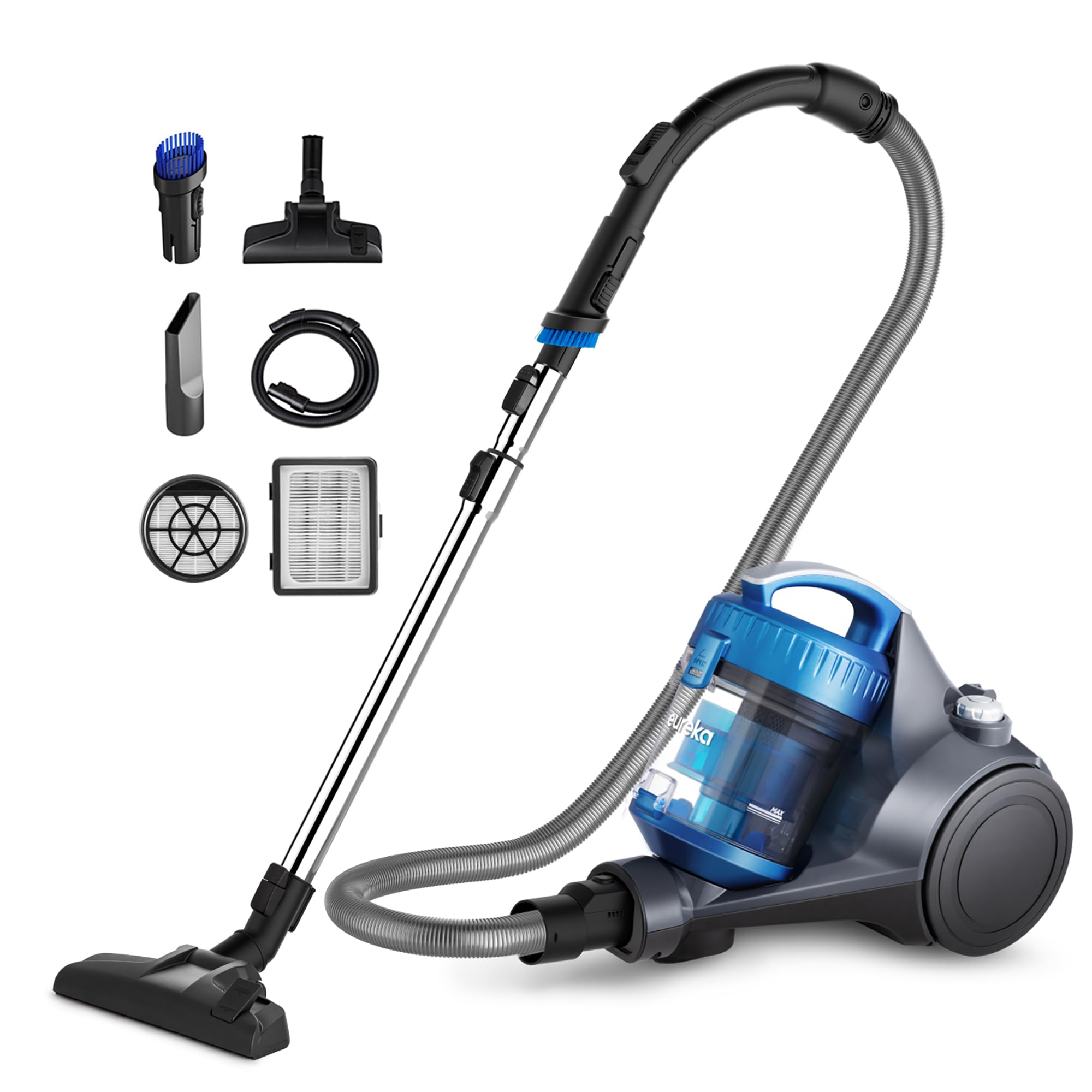 Eureka Bagless Canister Vacuum for Carpets and Hard Floors, Powerful Lightweight