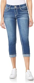 WallFlower Women's Juniors Instastretch Bling Luscious Curvy Mid-Rise Stretch Skinny Crops (Standard and Plus), Trixie, 14 Plus