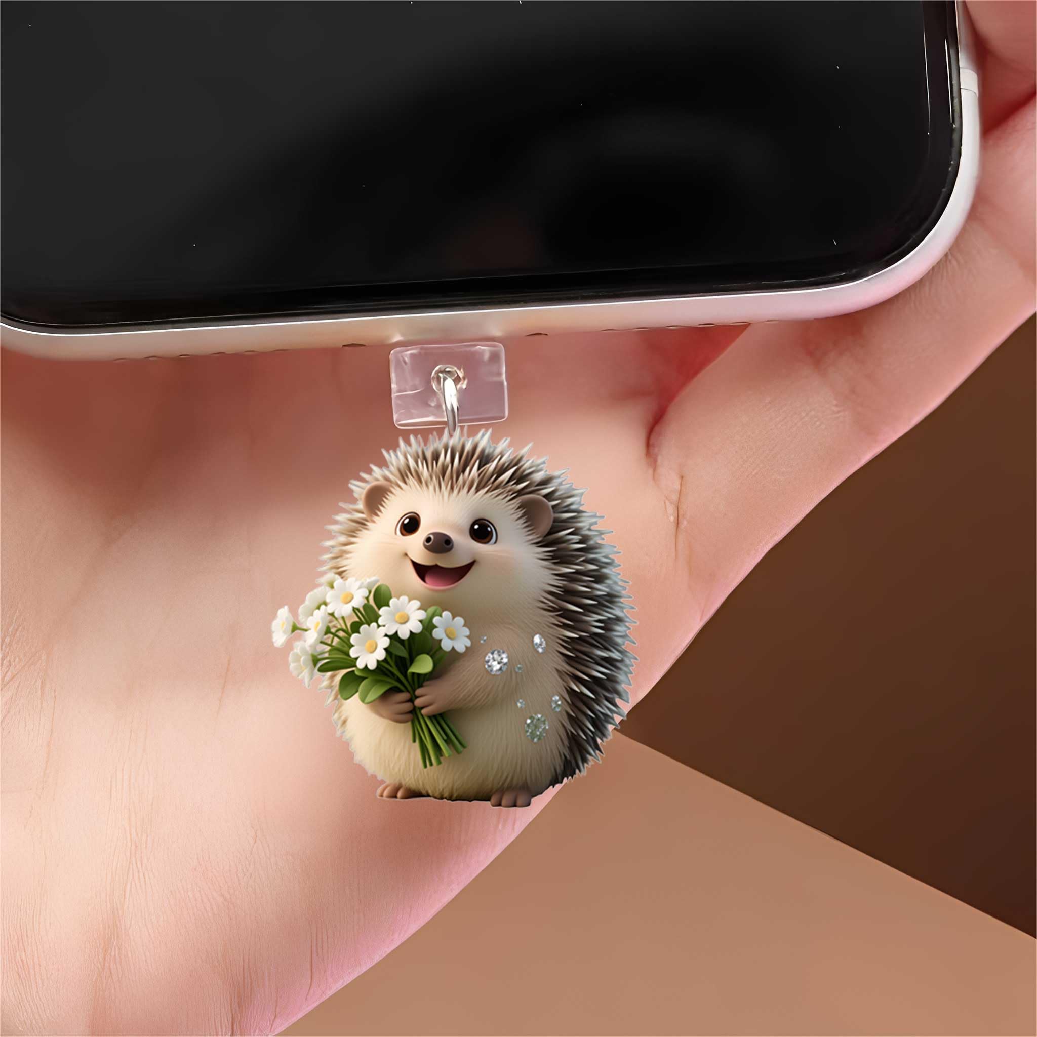 Cute Hedgehog Dust Plug Acrylic Electronic Products with Type-C Charging Port Co