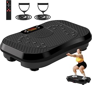 SoftGym Vibration Plate Exercise Machine for Lymphatic Drainage & Fitness | Quiet Heavy Duty 450lbs Capacity Platform, 120 Speeds Shake Machine with Resistance Bands for Home Muscle Activation