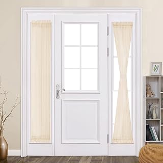 MIULEE 2 Panels Side Light Curtains for French Door Sheer Panels Blackout Window Treatment for Narrow Doors 25 x 72 Inch with Tieback 2 Panels Cream Beige