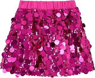 Miipat Glitter Sequin Skirt for Girls Glitter Mini Skirt with Elastic Waist Pencil Skirt for Party