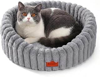 Avont Fluffy Cozy Cat Bed for Cats & Small Dogs -Grey(M)