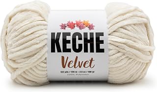 Keche Velvet Yarn for Crocheting, Soft Chenille Bulky Baby Blanket Amigurumi Yarn 100 gr (132 yds) - Cream