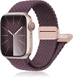Magnetic Braided Band for Apple Watch Bands for Women Men 40mm 44mm 46mm 42mm 38mm 41mm 45mm 49mm,Stretchy Elastic Nylon Sport Solo Loop Strap Wristband for iWatch Series 10 9 8 7 6 5 4 3/SE/Ultra 2