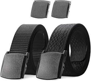 JASGOOD Cintura tattica militare da uomo, in nylon, confezione da 2, in tela, con fibbia in plastica, regalo per uomo