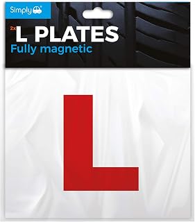 Simply TL1000 Pack of 2, Fully Magnetic Car L-Plates, Twin Pack for Learning Drivers, Easy to Attach & Remove, Strong Magnetic Backs for Vehicles , Red