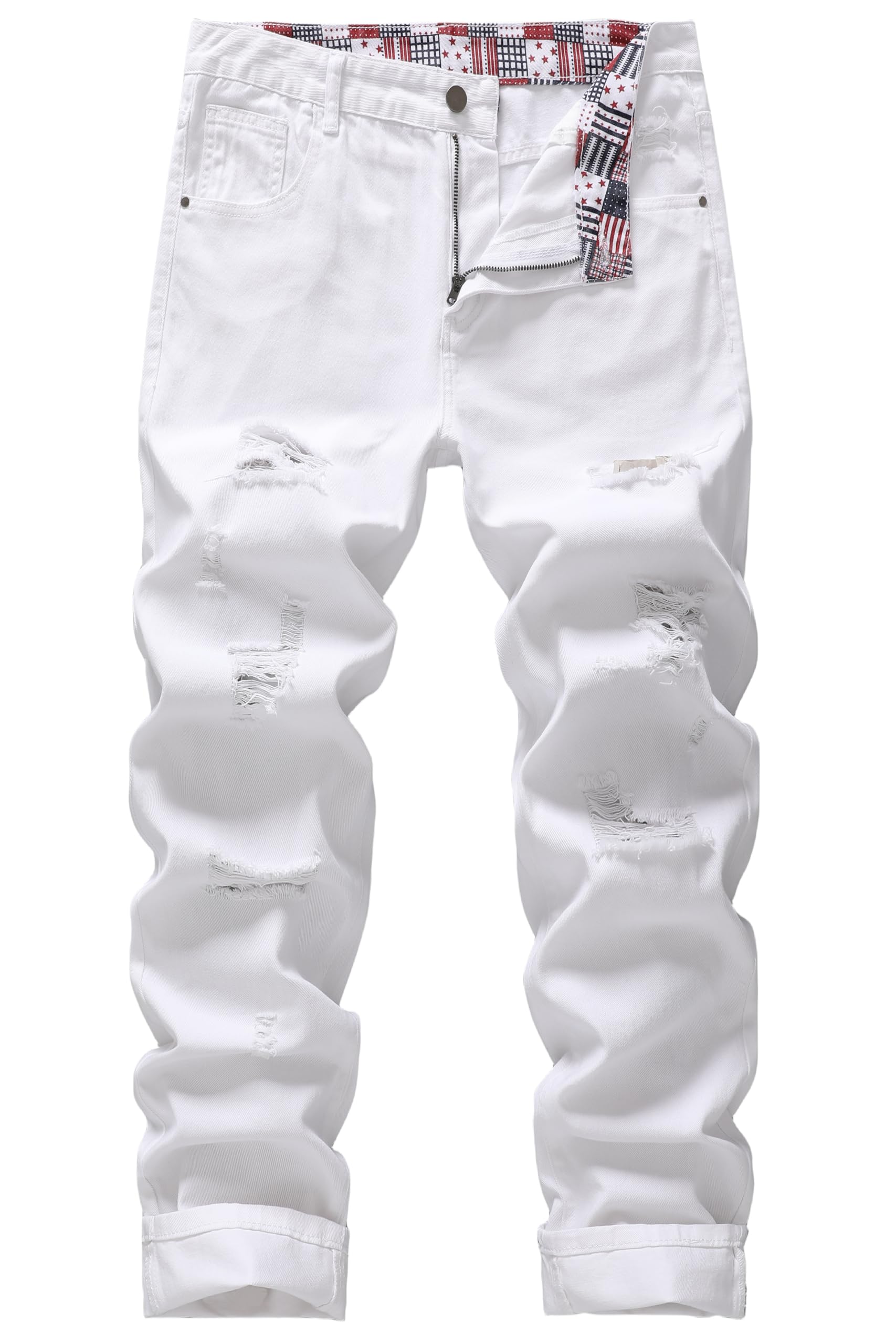 MZNBURAM Mens Denim Jeans Non Stretch Regular Fit Straight Leg Denim Trousers
