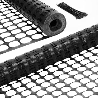 Ohuhu 4'×100' Garden Fence Animal Barrier, Lightweight Plastic Fence Roll | HDPE 1.7"×1.7" Mesh Netting, Zip Ties Included, Temporary Safety Boundary for Chicken Dogs, Outdoor Pool Construction Warning