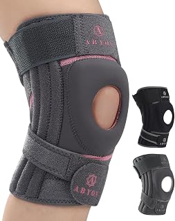 ABYON ELITE Knee Support for Men & Women with 4-way Adjustable Non-Slip Strap System and Side Stabilizers Knee Brace for Knee Pain Support,Arthritis, ACL, Meniscus Tear, Runners Knee, Walking
