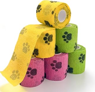 AVINLI 6 Rolls Vet Wrap Cohesive Bandage, Self Adhesive | Non-Woven Pet First Aid Tape for Dogs, Cats, Horses, Wound Care, Sticks Only to Itself, Safe & Comfortable, 2 Inch x 5 Yards