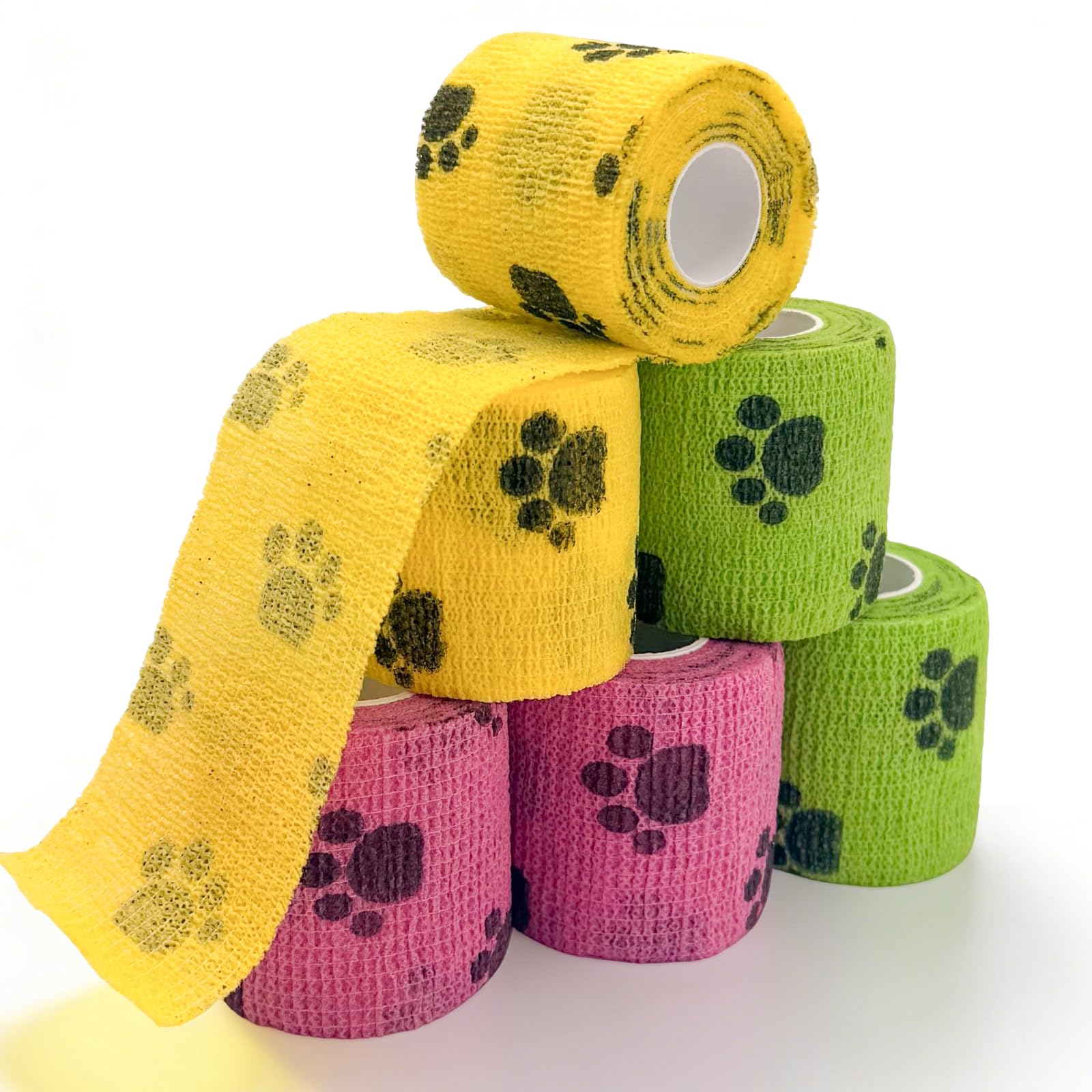 AVINLI 6 Rolls Vet Wrap Cohesive Bandage, Self Adhesive | Non-Woven Pet First Ai
