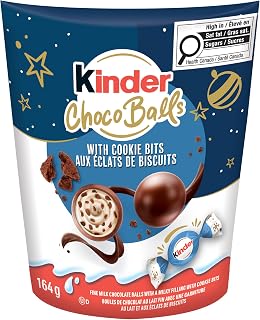 KINDER CHOCO BALLS With Cookie Bits - Christmas Confections - 164 g | Milk Chocolate - Milky Filling - Cookie Bits - Individually Wrapped Pieces - Holiday Treating and Sharing